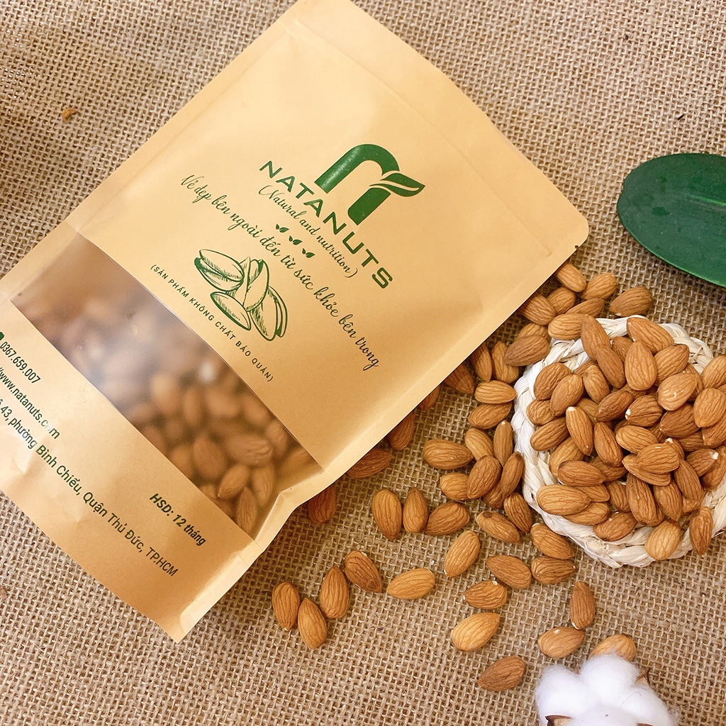 Hạt hạnh nhân sấy chín nguyên vị Natanuts 500gr nhập khẩu Mỹ thơm ngon giảm cân, ăn kiêng, keto