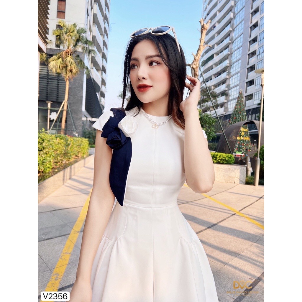 Váy trắng xòe viền xanh V2356 - LAMY87 | BigBuy360 - bigbuy360.vn