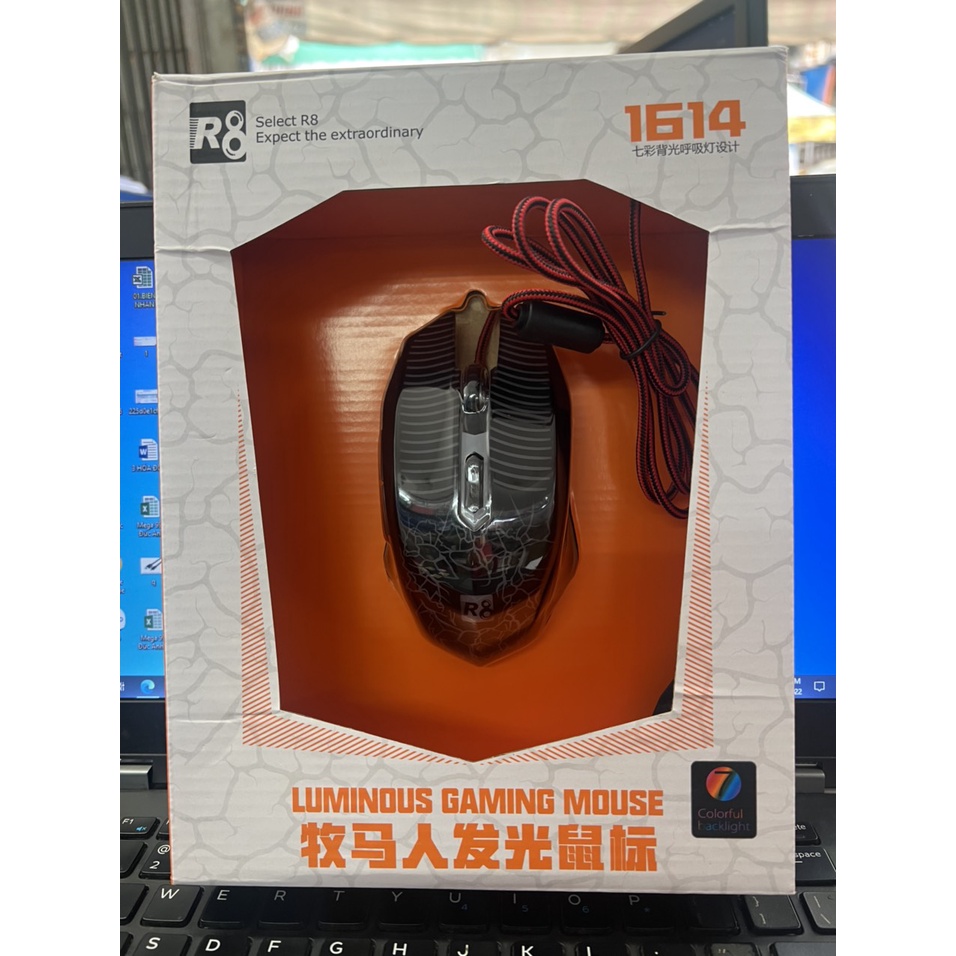 Chuột chuyên Game R8 1614 - Led 7 màu tự chuyển , Chính Hãng 100%, Bảo Hành 12 Tháng, 1 Đổi 1