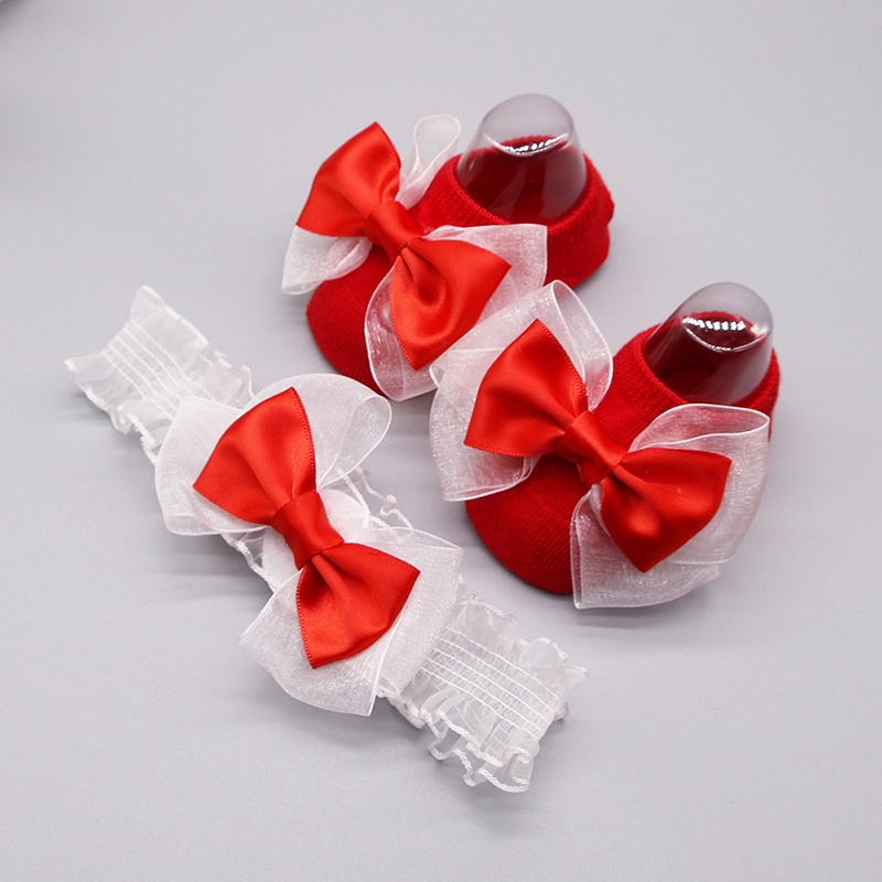 Set 2 Băng Đô Nơ Ren Xinh Xắn Cho Bé Gái