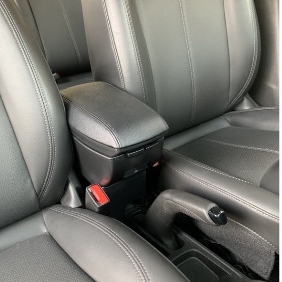 ( Loại 1) Hộp tỳ tay xe Fadil loại chỉ Đen Cao Cấp [ 2 Ngăn Đựng - 4 Cổng USB ]