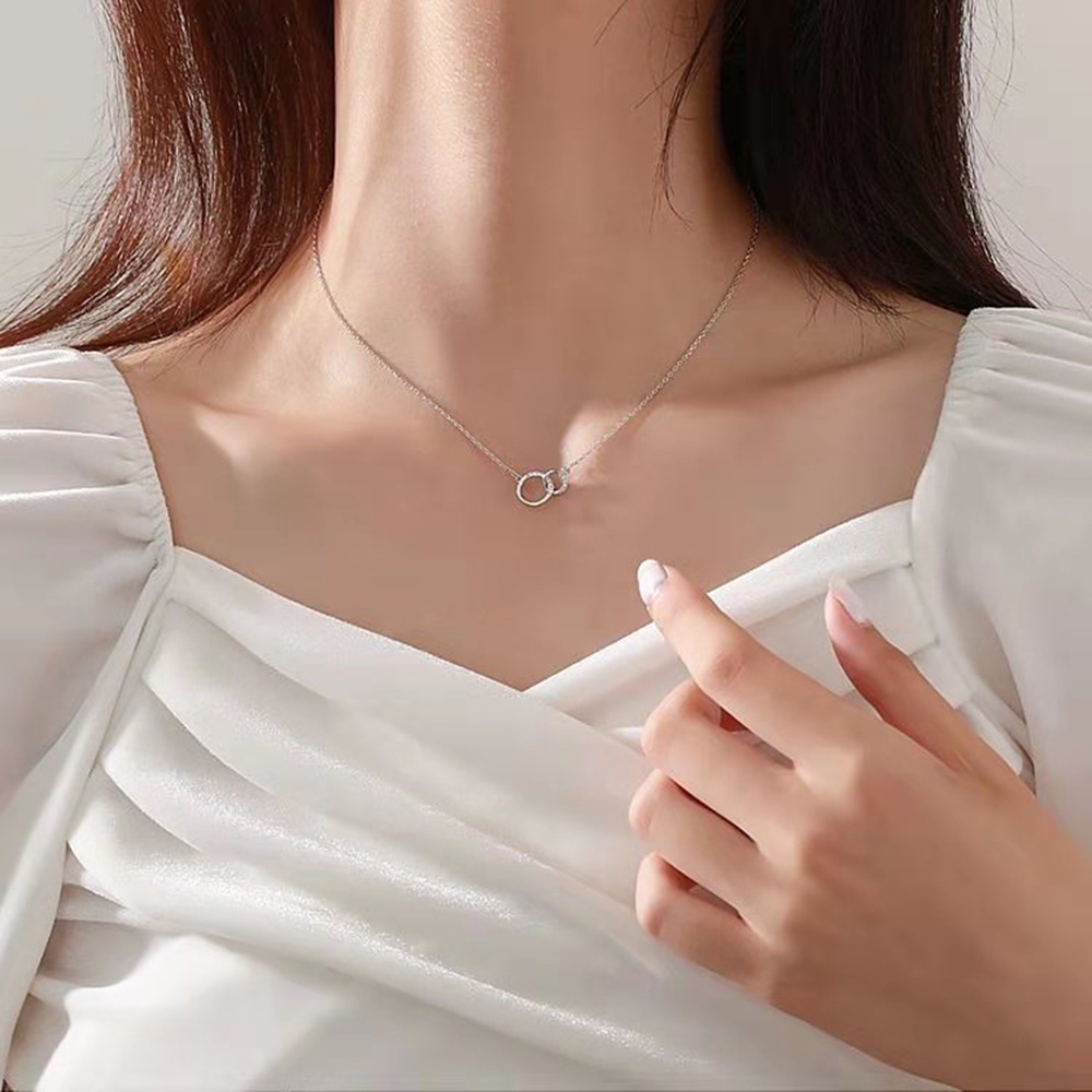 Vòng Cổ Choker Hai Lớp Thiết Kế Hình Học Đơn Giản Phong Cách Hàn Quốc