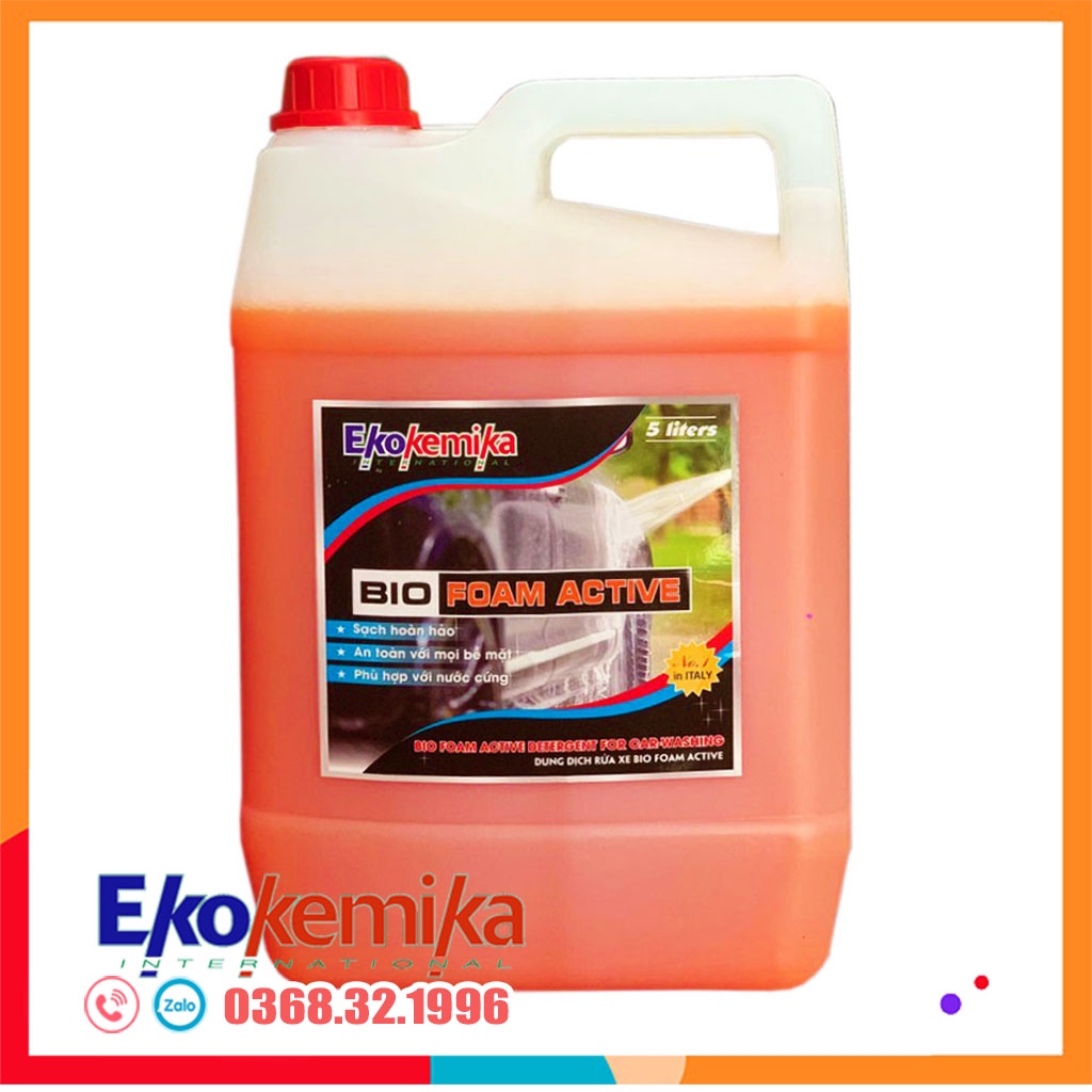 Nước Rửa Xe Bọt Tuyết - Dung Dịch Rửa Xe Ô tô, Xe Máy Ekokemika Bio Foam Active 5 Lít( Tặng 1 gang tay lông cừu)
