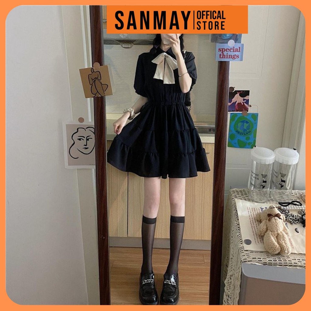 Váy Babydoll Trắng Tay Ngắn Dáng Xòe SANJOLI Đầm Đi Dự Tiệc Cưới,Đi Chơi,Form Rộng Cổ Sơ Mi Ulzzang Hàn Quốc VD044 | BigBuy360 - bigbuy360.vn