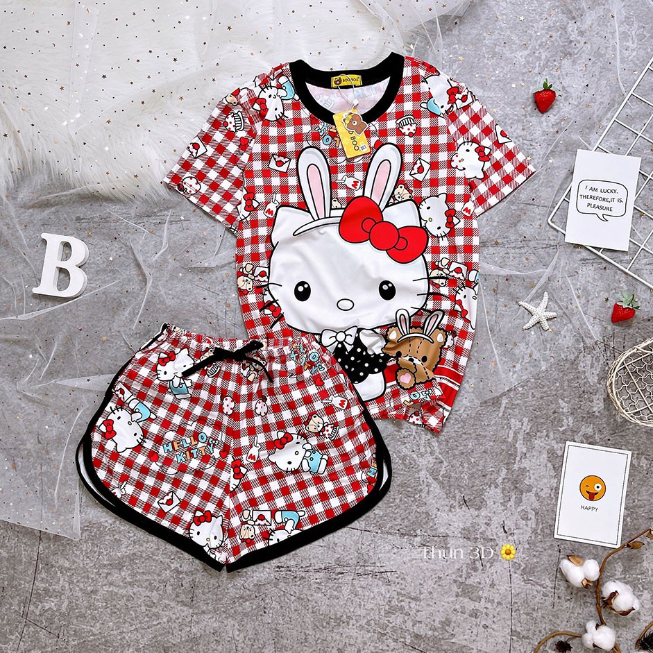 Bộ Ngủ Pijama Thun Lạnh 3D Cao Cấp Tay Ngắn Quần Đùi Họa Tiết Hoạt Hình Dễ Thương P3