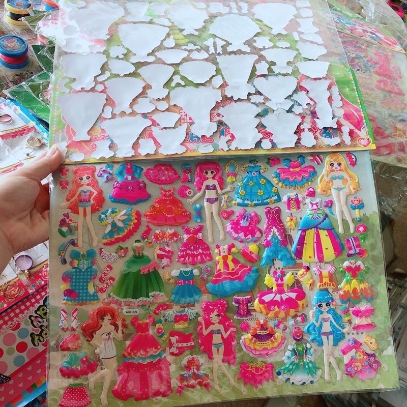 Sticker  Công Chúa 3D 2lớp  Thay Trang Phục   Búp Bê Nhiều Mẫu