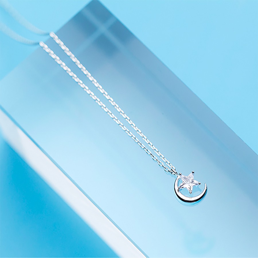 Dây chuyên bạc nữ hình sao trăng cap cấp DB2423 | Trang sức Bảo Ngọc Jewelry