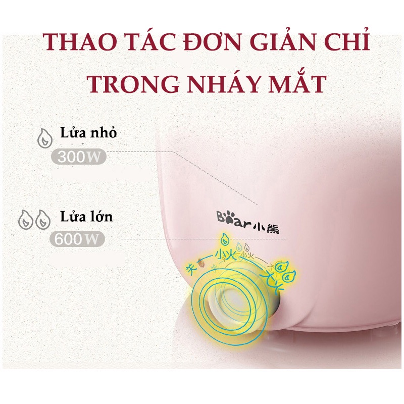 Nồi điện hầm cháo, nấu mỳ, nồi lẩu mini đa năng BEAR [ CÓ BẢO HÀNH] - LB279212