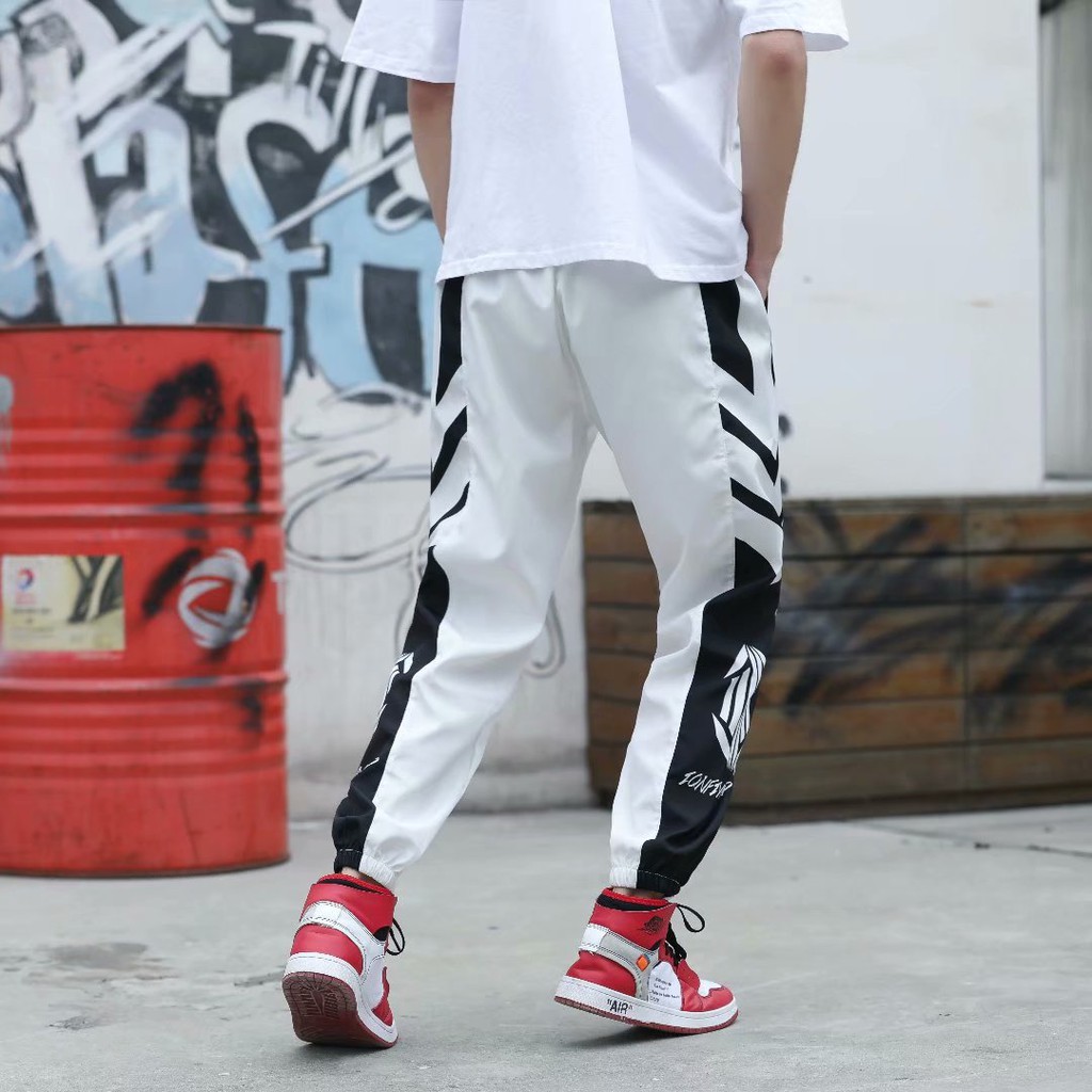 Men's fashion wide-leg sports pants with color combination