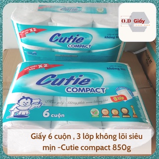 Giấy vệ sinh, giấy vệ sinh  không lõi 6 cuộn Cutie compact