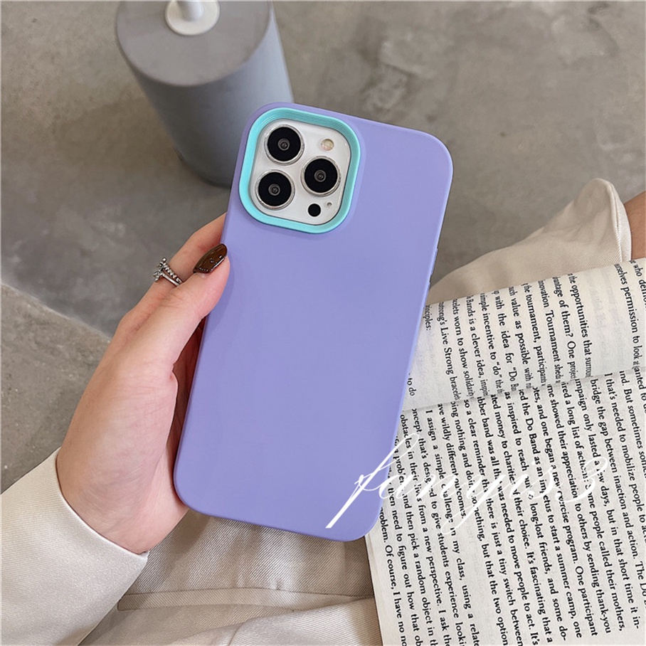 Ốp Điện Thoại Silicone Mềm Màu Trơn 3 Trong 1 Cho For iPhone 13 12 11 Pro Max X XR Xs Max 8 7 SE 2020