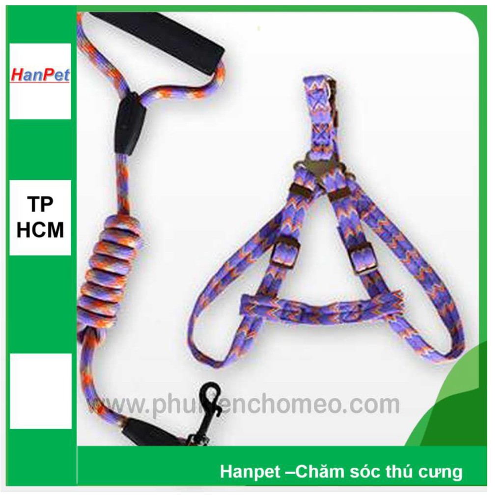 HN-SP1264 – Dây dắt chó tròn - Dây tam giác yên ngựa nhiều màu (hanpet 4711708)Size 0.8 : phù hợp 3-6kg
