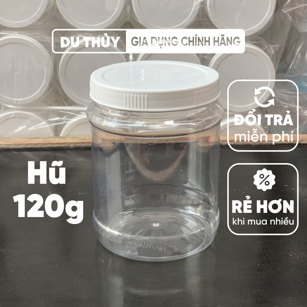 Hũ nhựa tròn 120g  Cẩm Thành nhựa PET an toàn sức khỏe, màu trong suốt, nắp vặn, bảo quản tốt thực phẩm