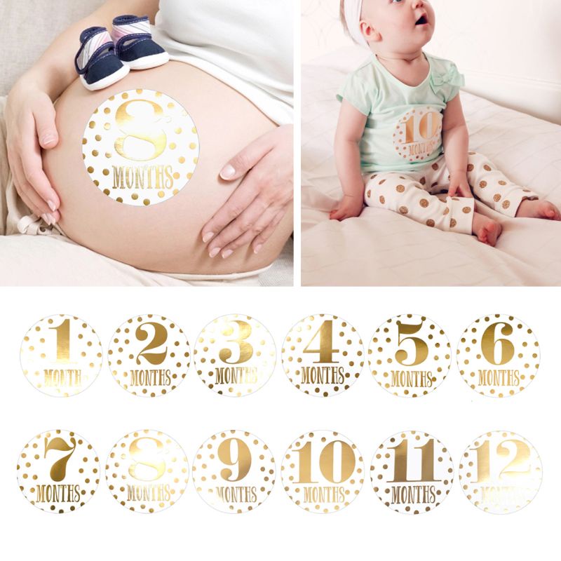 Bộ Thẻ Dán Đánh Dấu Cột Mốc Phát Triển Theo Tháng Làm Phụ Kiện Chụp Ảnh Cho Bé Sơ Sinh