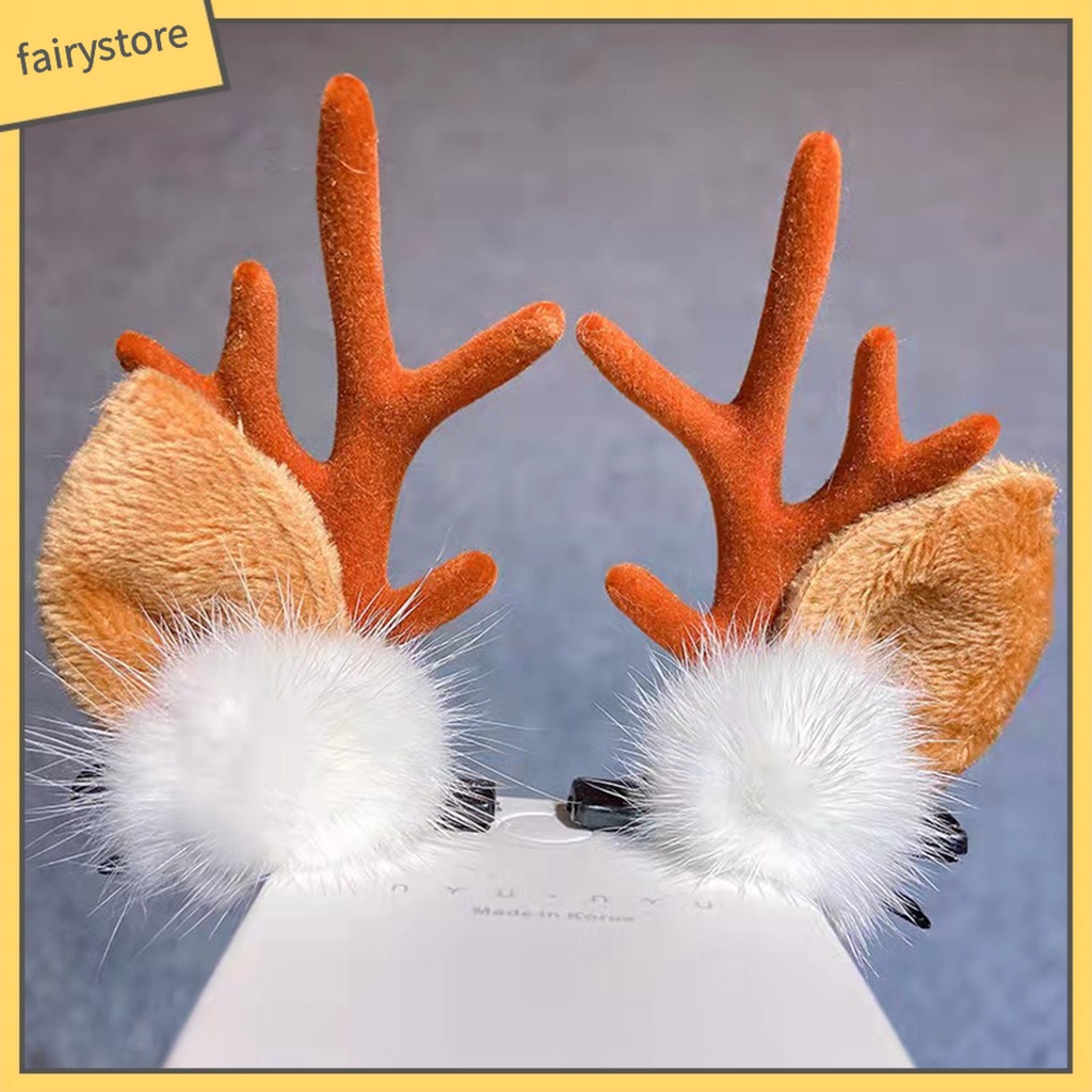 1 Cặp Kẹp Tóc Hình Sừng Hươu Bằng Thép Không Gỉ Dễ Thương