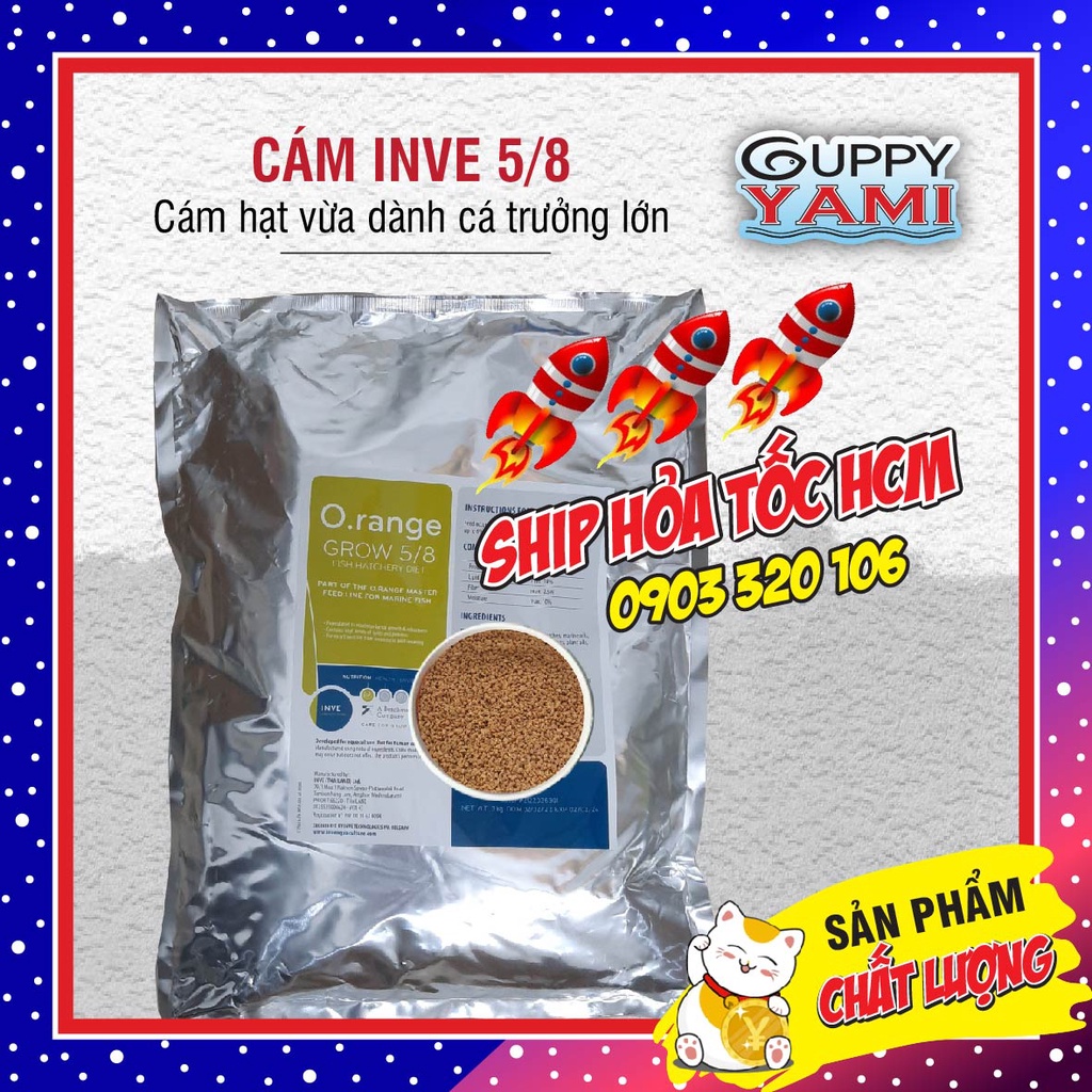 Cám Thái INVE 5/8 -Thức Ăn Cao Cấp Cho Cá Guppy, Betta, trọng lượng 500g và 1kg