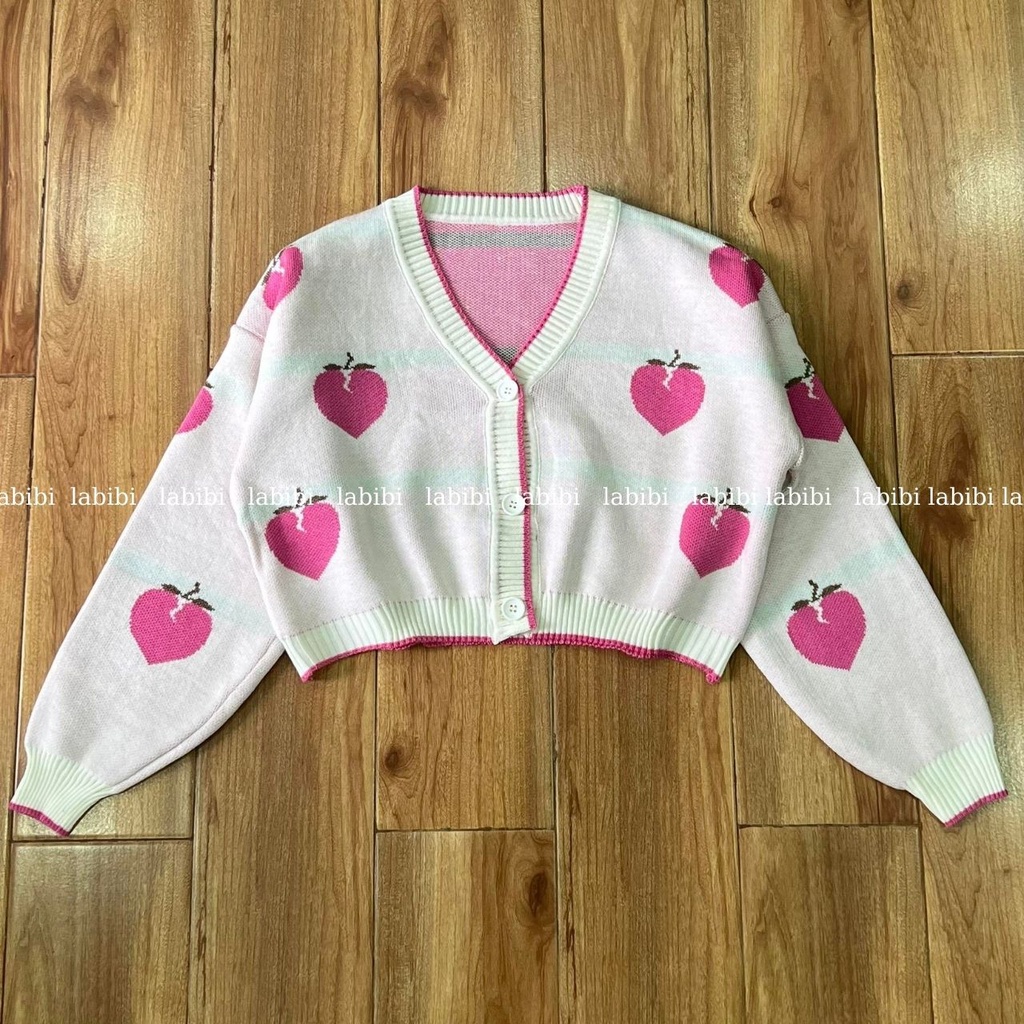 Áo Croptop Cardigan Len Trái Đào Dáng Ngắn Xinh Xắn, Labibi