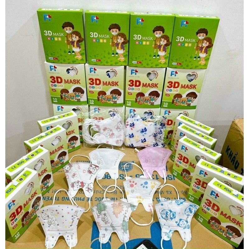 khẩu trang 3d cho bé có hình hộp 10 cái cho bé 4 đến 8 tuổi
