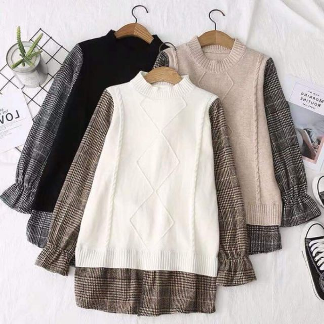 Áo len mịn phối dạ xốp