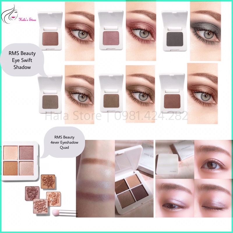 Phấn mắt tone khói smoky RMS Beauty 4ever Eyeshadow Quad và Swift Shadows Eye Shawdows