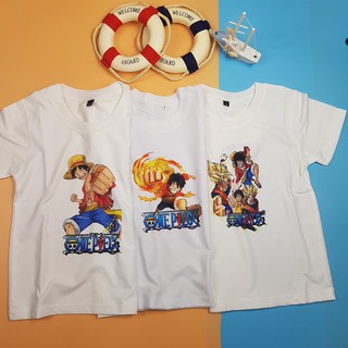 Áo thun trắng bé trai in hình Luffy, Áo thun mềm mịn, thấm hút mồ hôi cho bé trai từ 10 - 50kg