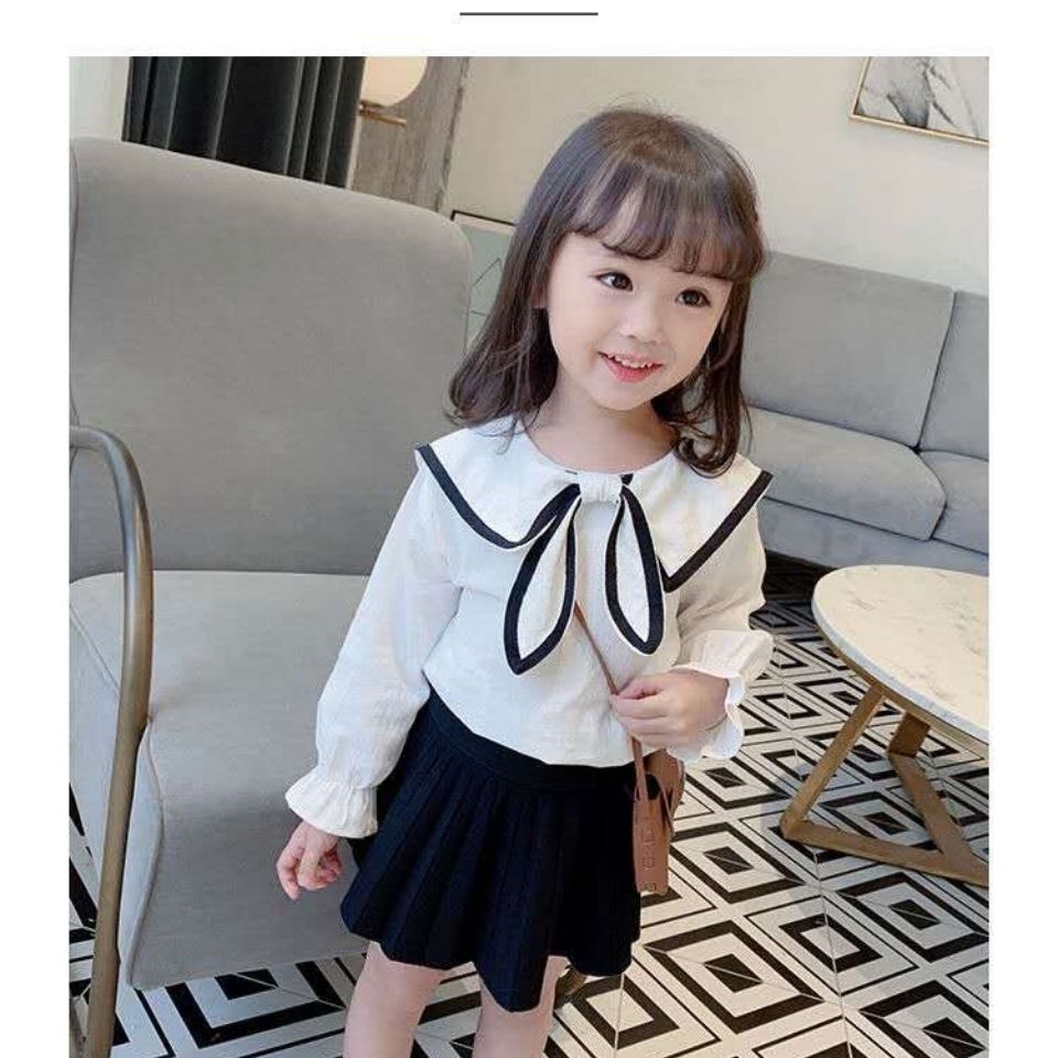 Áo Sơ Mi Dài Tay Phối Nơ Xinh Xắn Dành Cho Bé Gái