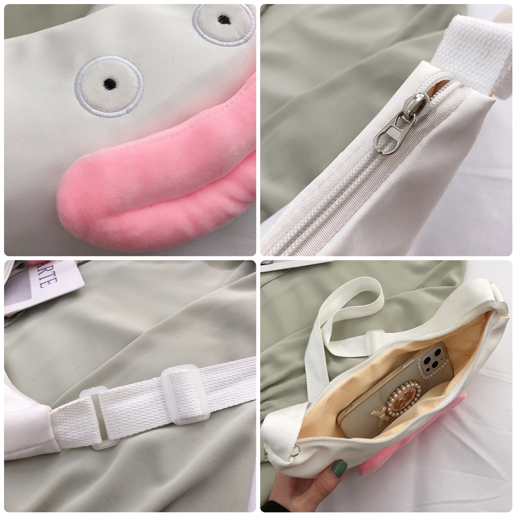 Túi đeo chéo nữ đeo vai mặt hề cute môi phồng đáng yêu thời trang Hàn Quốc đi chơi chụp ảnh đẹp giá rẻ