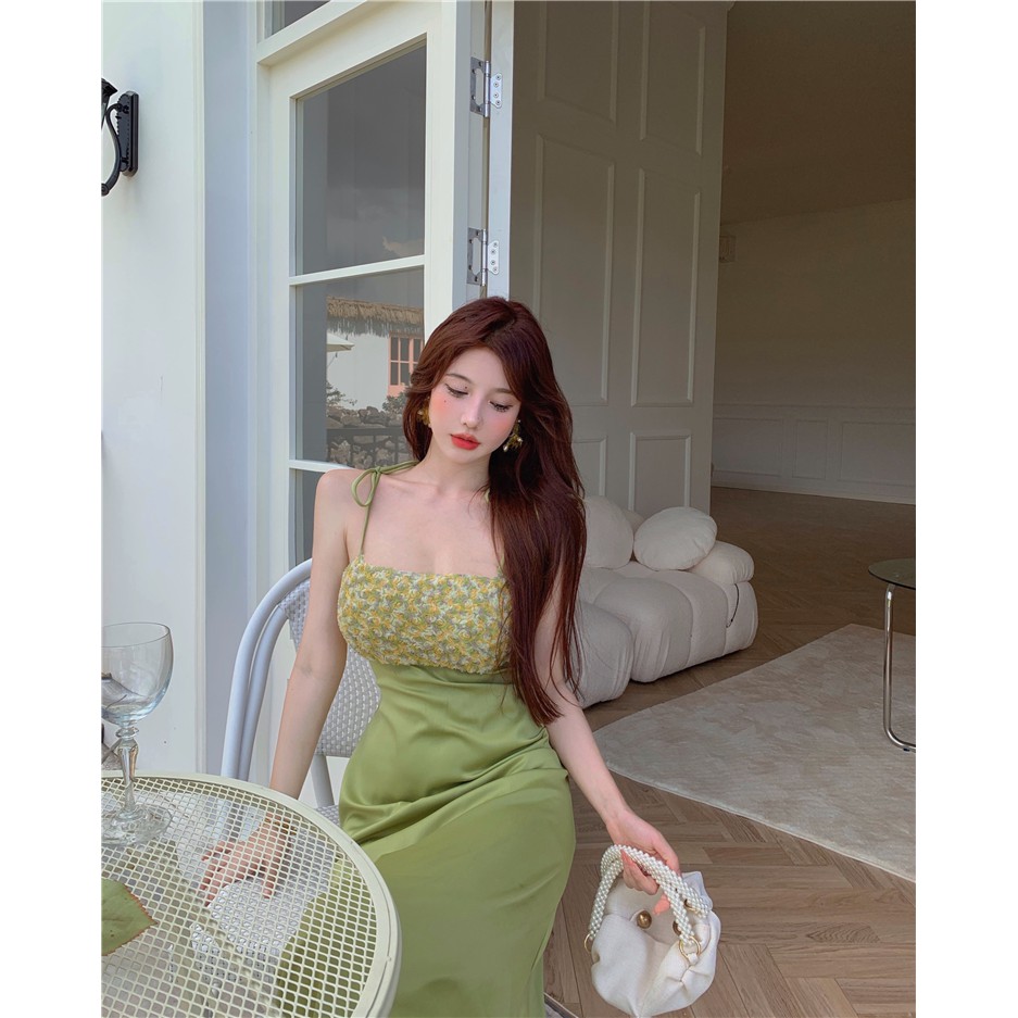 Đầm hai dây dáng ôm họa tiết hoa thời trang cho nữ