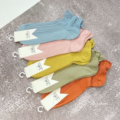 Min's Shoes - Set 10 Đôi Tất Cổ Thấp, Vớ Cổ Thấp Nữ Họa Tiết Dễ Thương Vải Co Giãn Thời Trang Hàn Quốc