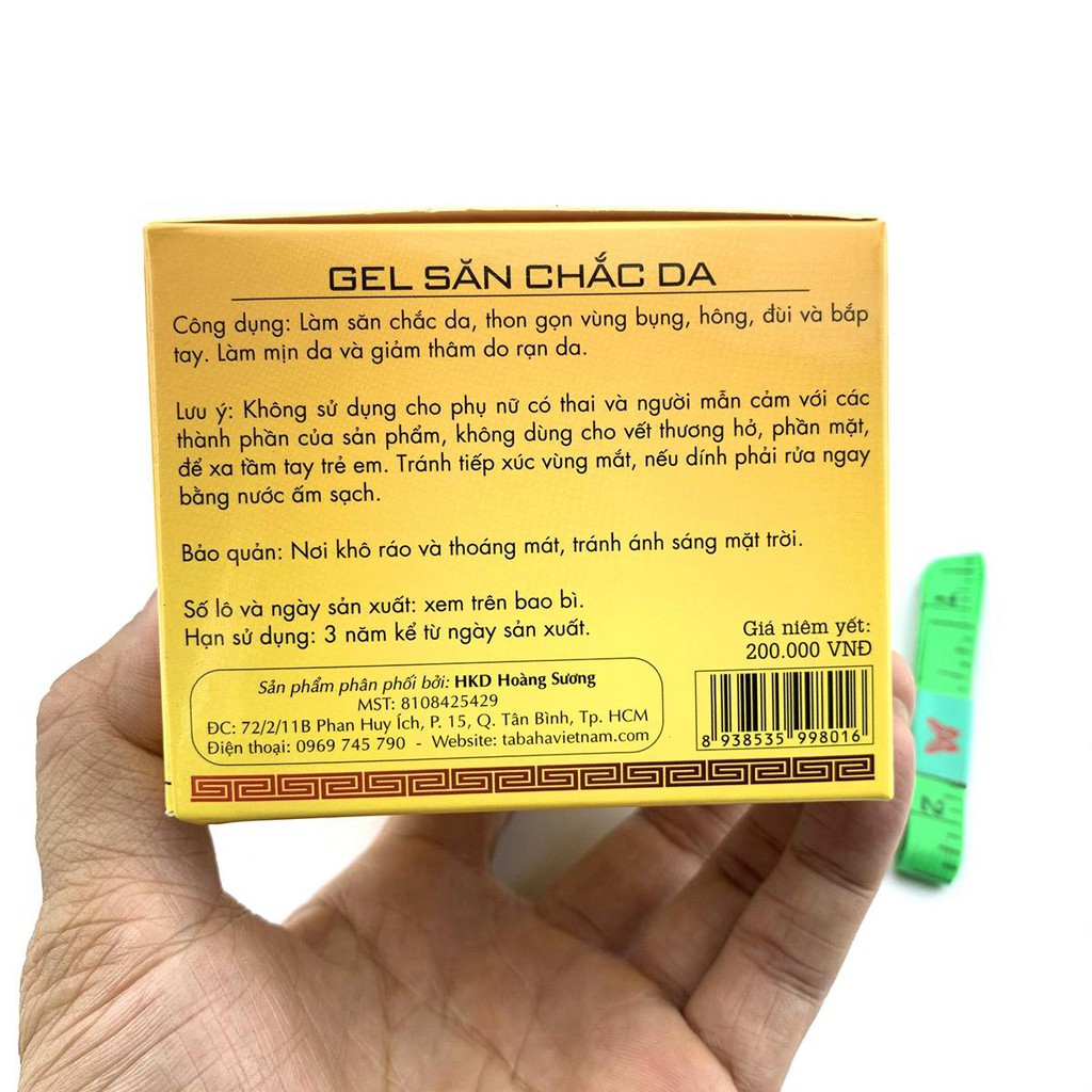 Gel săn chắc da Tabaha giúp tan mỡ bụng tặng thước dây