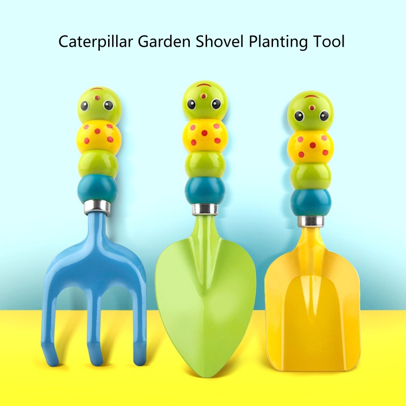 Set 3 Dụng Cụ Làm Vườn Bằng Kim Loại Với Tay Cầm Chắc Chắn An Toàn Cho Bé