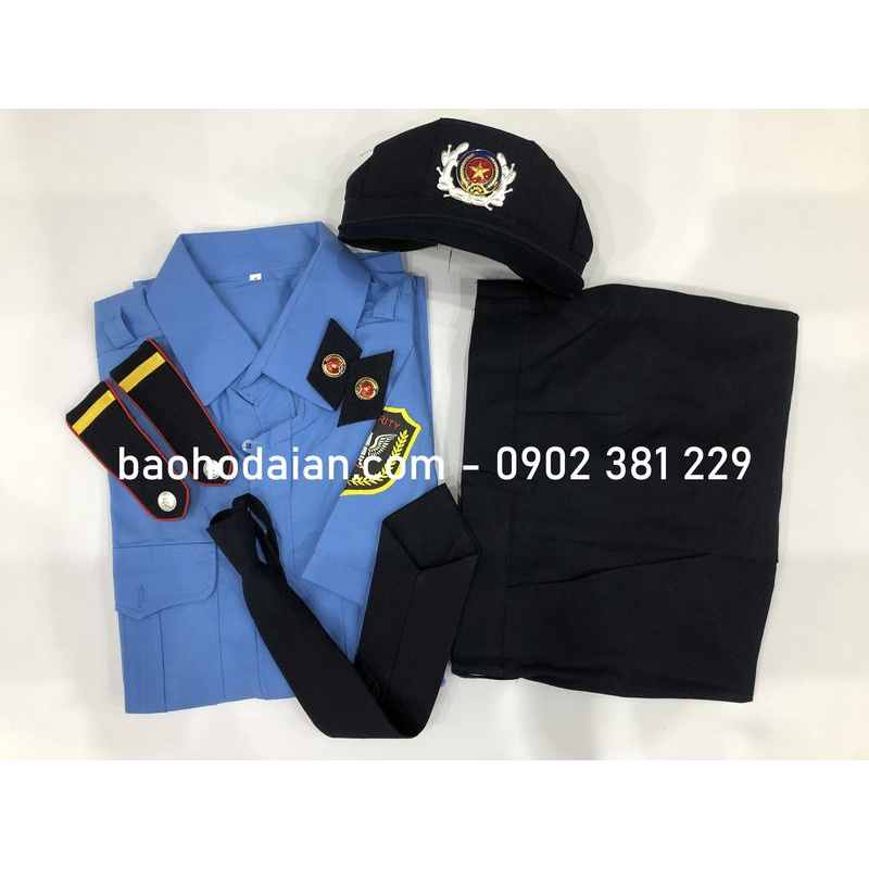 Bộ quần áo đồng phục bảo vệ cầu vai 1 vạch xanh dương - đủ size
