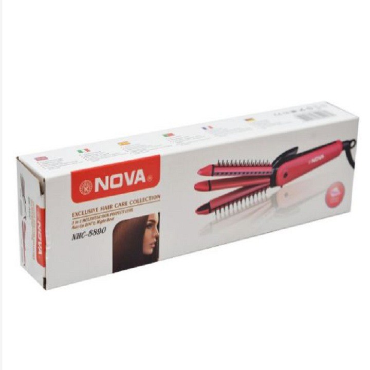 Máy Là Tóc Dập Xù Lược Điện Nova 3 Trong 1-8890