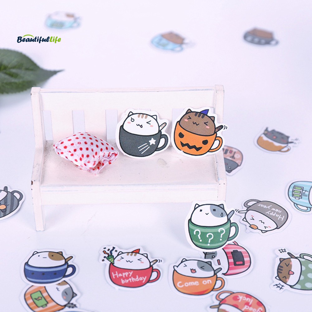 Set 40 Sticker Dán Trang Trí Hình Chuột Hamster / Mèo / Gấu Trúc Dễ Thương