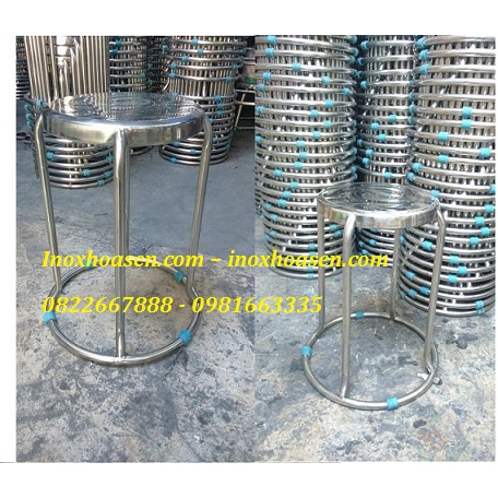 Bộ bàn ghế inox 6 ghế và 1 bàn, bàn inox chữ nhật, ghế inox tròn