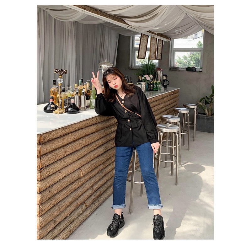 Áo sơ mi kiểu peplum cổ tim big size 65-100kg