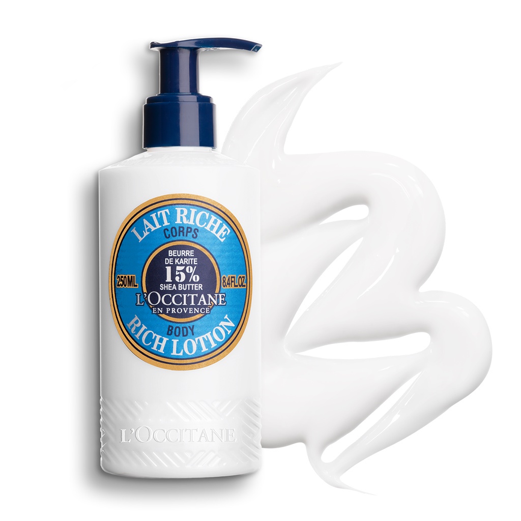 [CÓ BILL] LOCCITANE Sữa dưỡng thể 15% Shea Butter L’Occitane Lait Riche Body Rich Lotion 250ml