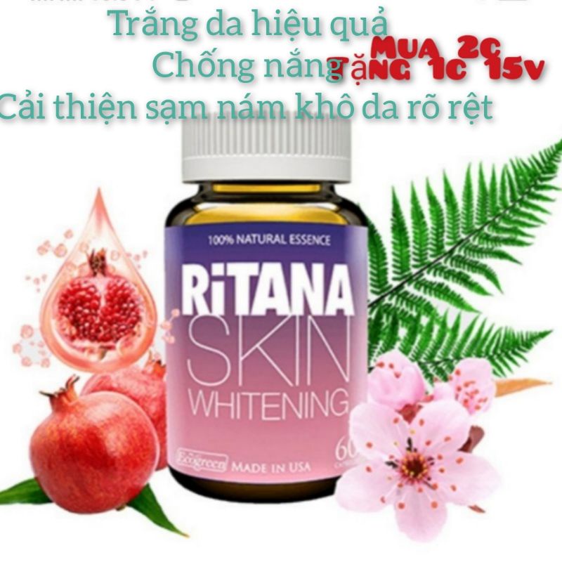 VIÊN UỐNG TRẮNG DA CHỐNG NẮNG RITANA 60V MỜ SẠM NÁM DA CHÍNH HÃNG