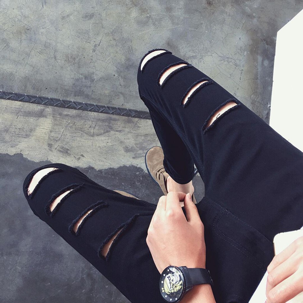 QUẦN JEAN NAM HÀN QUỐC RÁCH 4 VẠCH CỰC CHẤT | BigBuy360 - bigbuy360.vn