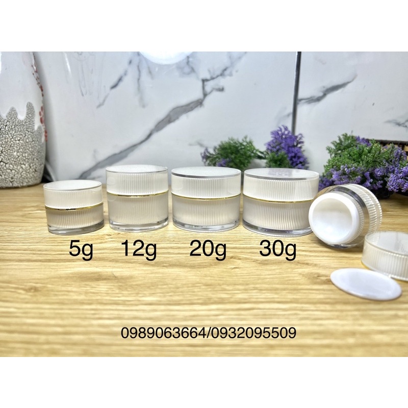 Hũ 5g 12g 20g 30g sọc trắng chiếc mỹ phẩm