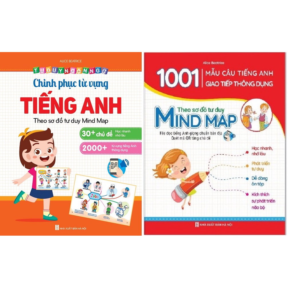 Sách - Combo Chinh Phục Tiếng Anh Từ Vựng và 1001 Mẫu Câu Tiếng Anh - Theo Sơ Đồ Tư Duy Mind Map (Dành Cho Trẻ 2-10 Tuổi