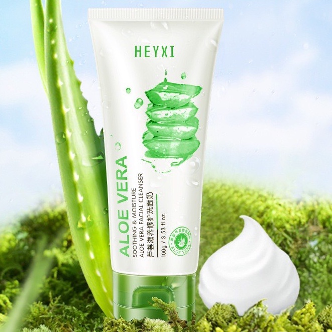 Sữa Rửa Mặt Heyxi Chiết Xuất Lô Hội Làm Sạch Sâu Kiềm Dầu Dưỡng Ẩm Cho Nam Và Nữ Hàng Cao Cấp ( #sữa rửa mặt ) )