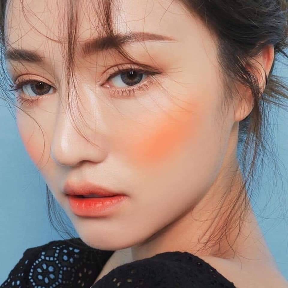 [3 tông màu] Phấn má hồng 6 ô tông cam đào Karite Peach Blusher MH06 dạng nén