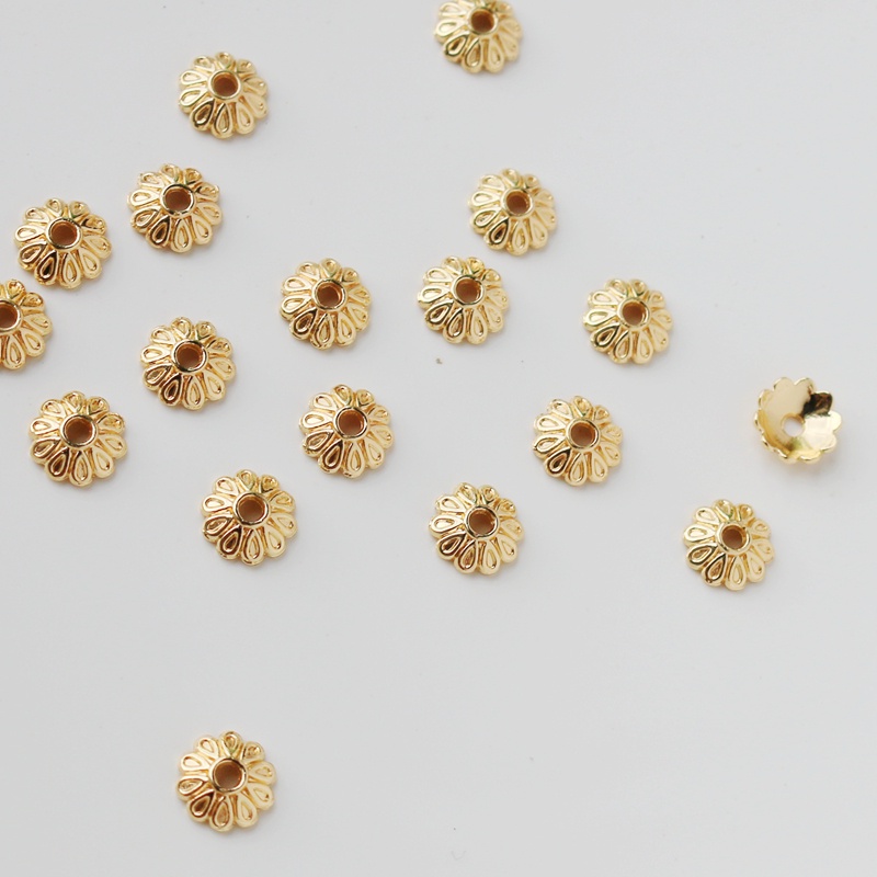 Hoa Cúc Giả Màu Vàng Đồng 14k Kích Thước 8mm Dùng Làm Trang Sức Thủ Công diy
