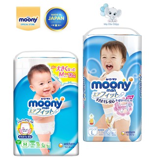 Bỉm Tã Dán và Tã Quần Moony chính hãng đủ size NB90/ S84/ M64/ L54/ XL44/ M58/ L44/ XL38/ XXL26 Tặng