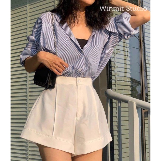 Quần Short Ống Vểnh PEONYB Nữ [FREESHIP]  Sooc kaki cạp cao form rộng thiết kế bánh bèo tiểu thư kiểu hàn quốc đẹp