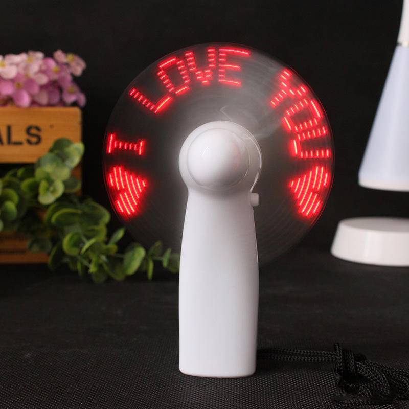 PNL Quạt USB Mini Cầm Tay Có Đèn LED Phát Sáng Chữ I Love You Để Bàn Tiện Dụng