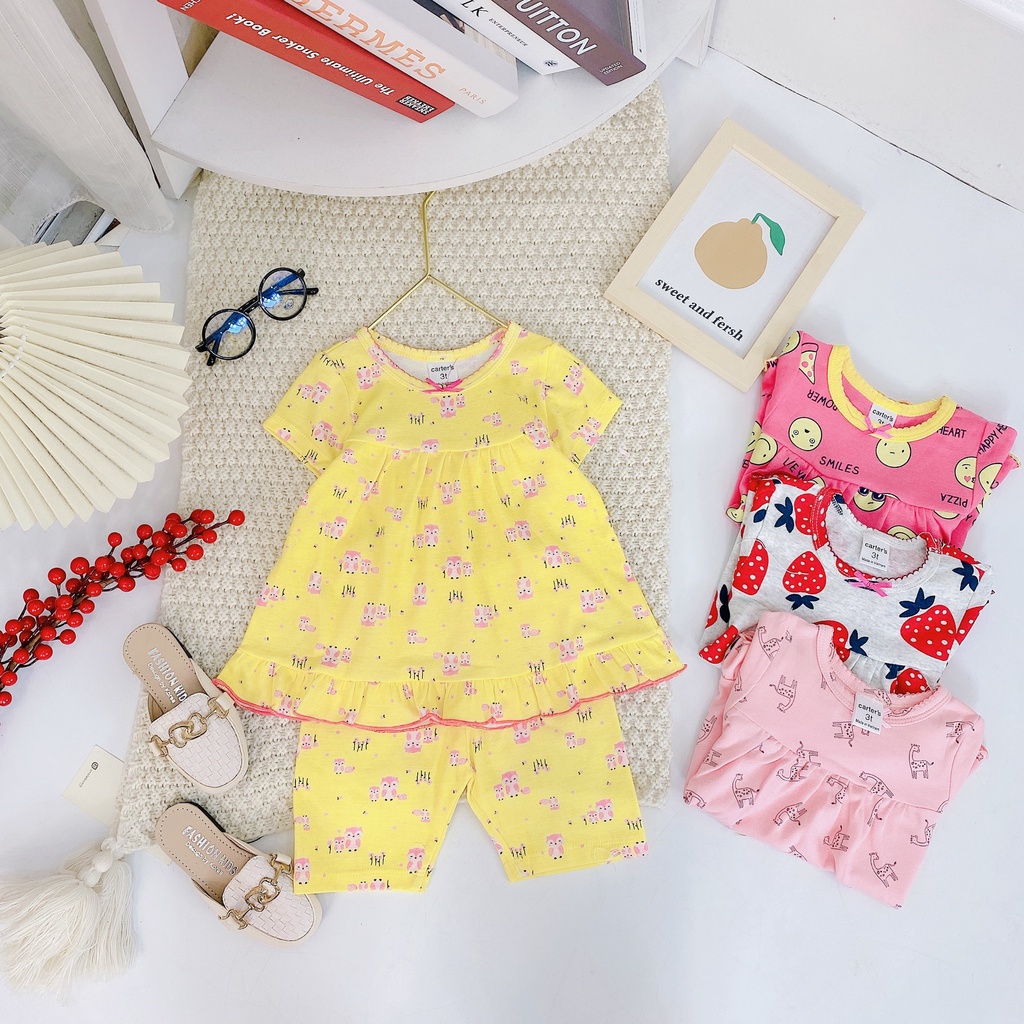 9-19kgBộ bozip xuất hè dáng babydoll bèo gấu cho bé gái - chất liệu bozip Sài Gòn cực đẹp BẢNG MÀU 2