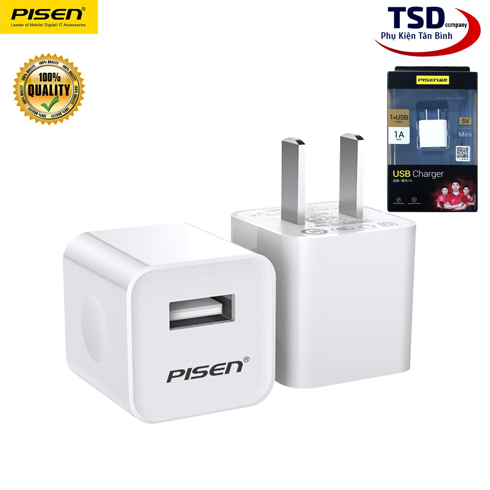 Cốc Sạc Pisen 1A Bảo Hành 12 Tháng - Adapter Pisen 1A