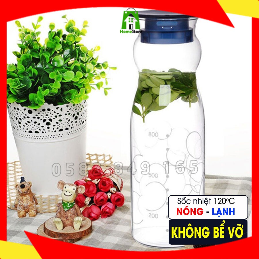 [NHẬT BẢN] Bình nước thủy tinh chịu nhiệt cao cấp Iwaki - 1300ml @KBT2887BL